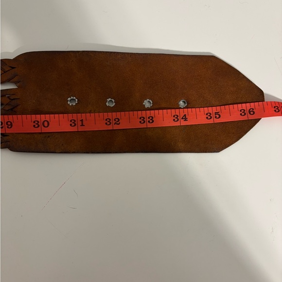 Brown Leather Braided Wide Waist Belt silver tone Concho Medium Boho western - Picture 8 of 9